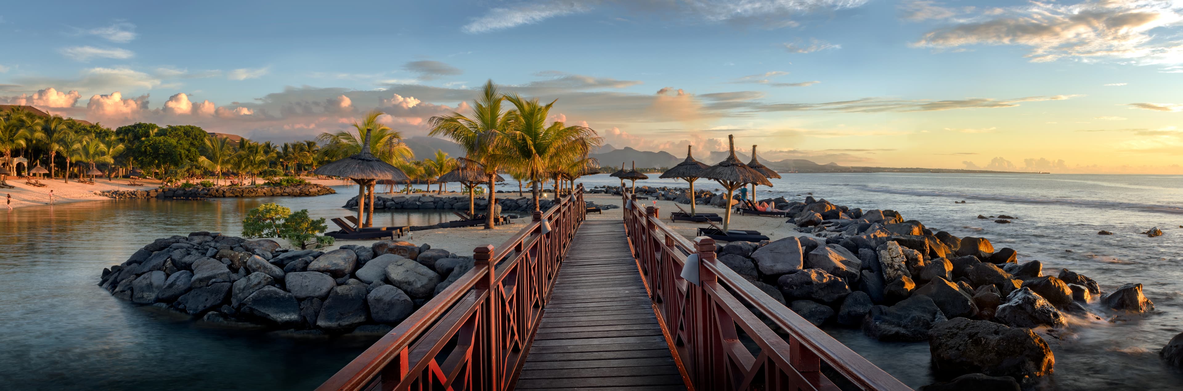 Sunset over a Mauritius beach